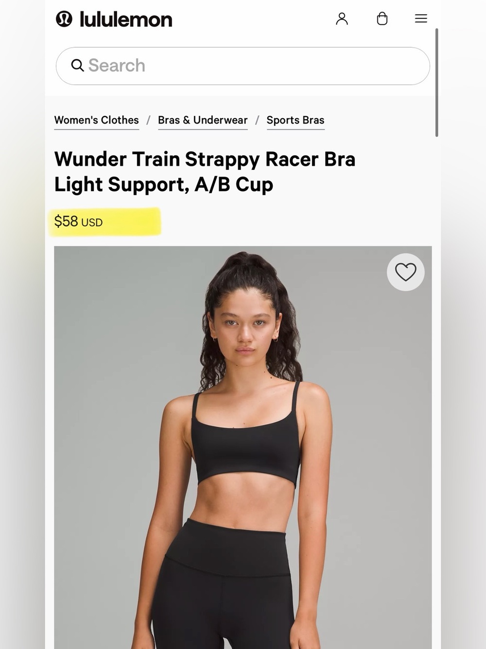 lululemon Black Wunder Train Strappy Sports Bra- Size 6 - Picture 3 of 8